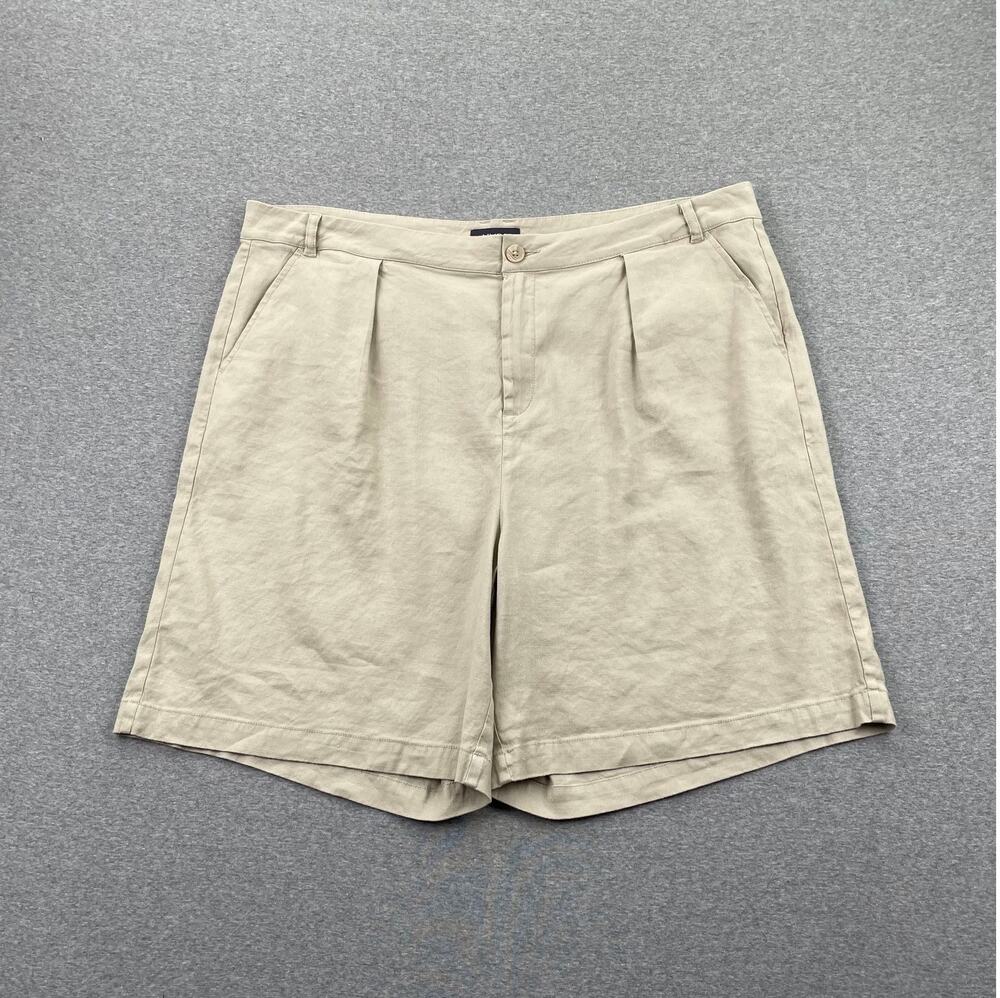 NYDJ Plus Shorts 16 Cream Tan Feather Stretch Linen Relaxed Fit Casual Summer